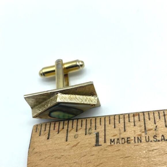 Abalone‎ Shell Gold tone Rectangle Cufflinks Mens Jewelry Business  Dad - Picture 3 of 6